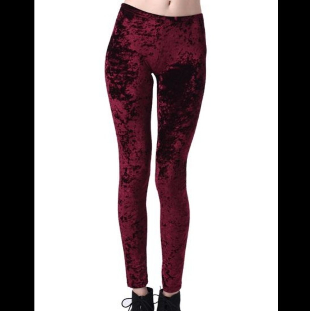 Romwe Red Velvet Leggings